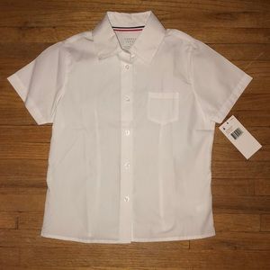 French Toast Girls White Short-Sleeved Button-Up